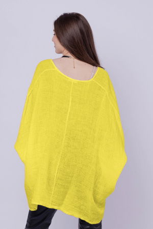 Bluza oversize petrecuta, din in, galben [2]