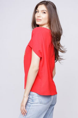 Bluza rosie din vascoza cu imprimeu maci rosii picturali [1]