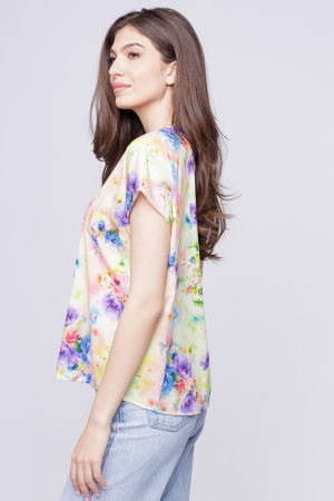 Bluza silky cu imprimeu floral pe fond galben [1]