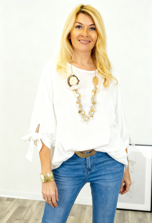 Bluze Casual - Bluza supradimensionata cu maneci kimono, ivoire