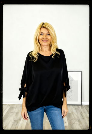 Bluza supradimensionata cu maneci kimono, neagra [7]