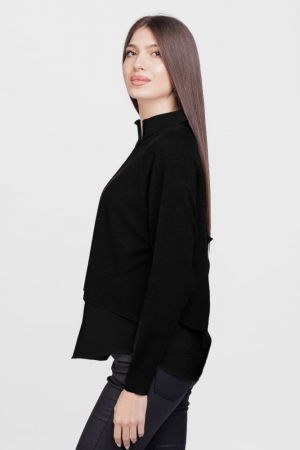 Bluza tip camasa doi in unu, cu angora si tricotajul negru [1]