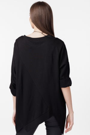 Bluza tunica cu colturi asimetrice Hope, neagra [4]