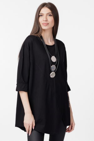 Bluza tunica cu colturi asimetrice Hope, neagra [2]