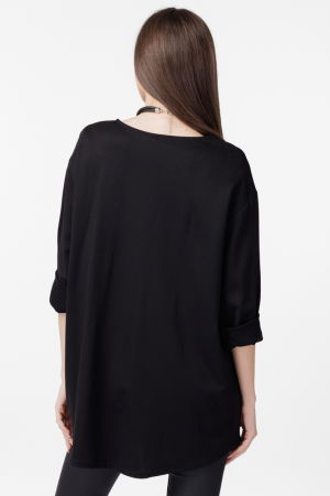 Bluza tunica cu colturi asimetrice Hope, neagra [5]