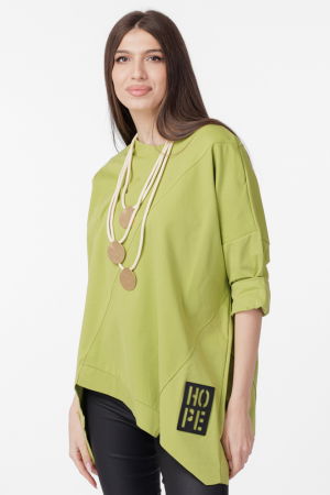 Bluza tunica cu colturi asimetrice Hope, verde [1]