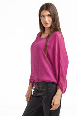 Bluza dama eleganta si lejera din matase si vascoza, magenta [1]