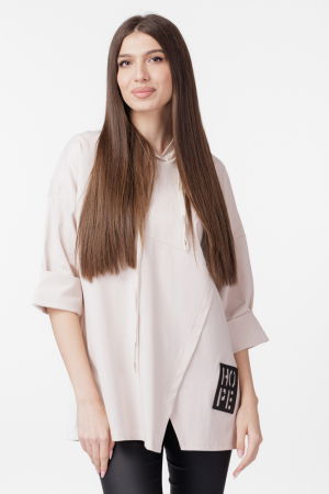 Bluza tunica dreapta, Hope, cu gluga, bej [1]
