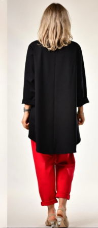 Bluza lunga asimetrica cu imprimeu grafic alb-negru [1]