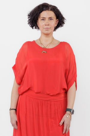 Bluze din Mătase si Vâscoză - Bluza rosie din matase si vascoza