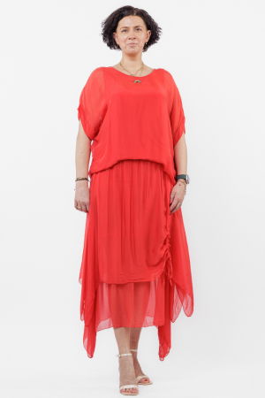 Bluza rosie din matase si vascoza [3]