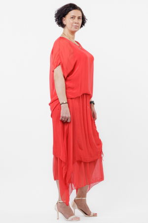 Bluza rosie din matase si vascoza [4]