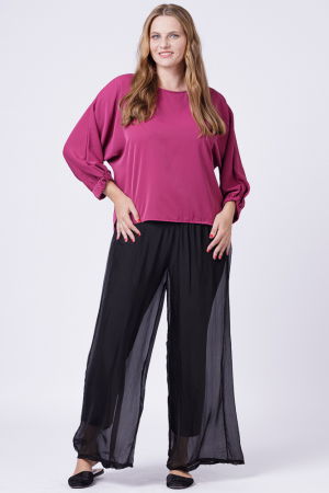 Bluza mov zmeura, larga, cu nasturei pe spate si maneci fluture [4]