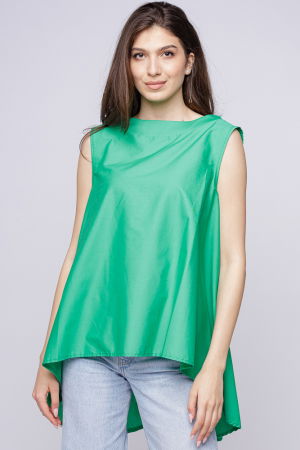 Bluze Casual - Bluza ampla verde din poplin de bumbac