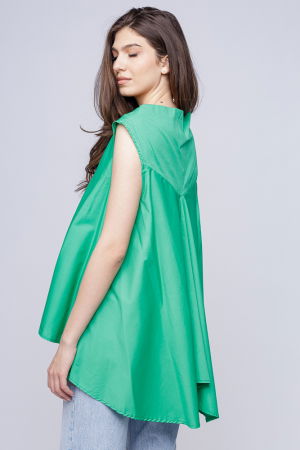 Bluza ampla verde din poplin de bumbac [2]