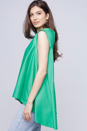 Bluza ampla verde din poplin de bumbac [1]