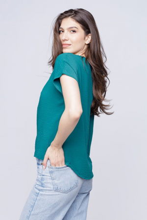 Bluza verde din vascoza cu imprimeu maci rosii picturali [1]