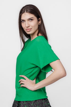 Bluza versatila cu maneca scurta, verde [2]