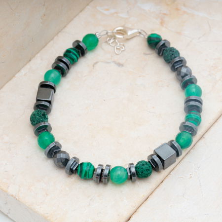 Brățari Argint - Bratara argint cu malachit, lava, aventurin si hematit