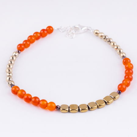 Brățari Argint - Bratara argint cu carneol si hematit auriu