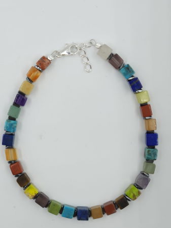 Bratara argint cu cuburi din pietre semipretioase multicolore [1]