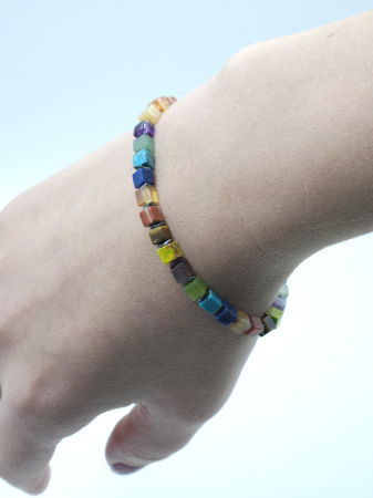 Bratara argint cu cuburi din pietre semipretioase multicolore [6]