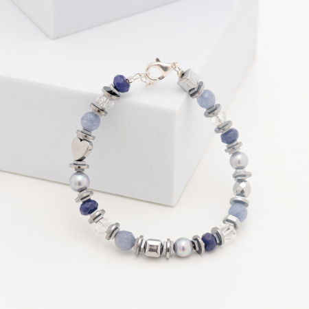 Bratara argint cu jad vopsit, perle, cuart de stanca, agate si hematit [2]