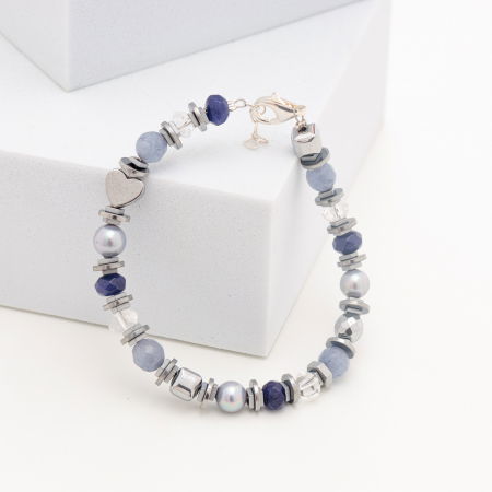 Bratara argint cu jad vopsit, perle, cuart de stanca, agate si hematit [1]