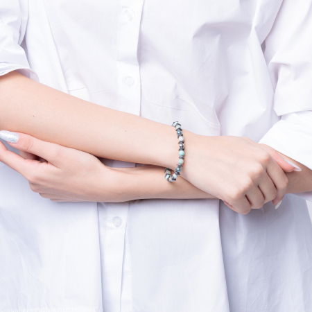 Bratara argint cu jasp kiwi, perle, amazonit si hematit [3]