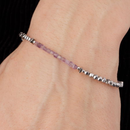 Bratara argint cuburi de 3 mm de ametist si hematit [1]