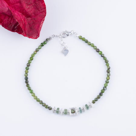 Brățari Argint - Bratara argint din ametist de 2 mm, cu element cubic din argint 925