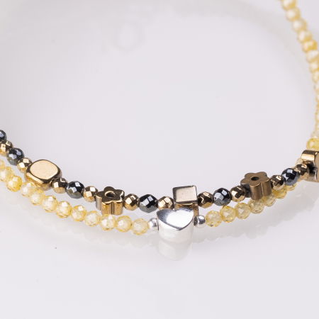 Bratara argint subtire din cubic zirconia galben si piesa din argint [3]