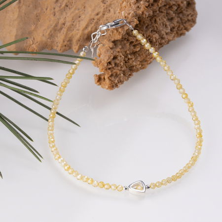 Brățari Argint - Bratara argint subtire din cubic zirconia galben si piesa din argint