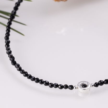 Bratara argint subtire din cubic zirconia negru si piesa din argint [1]