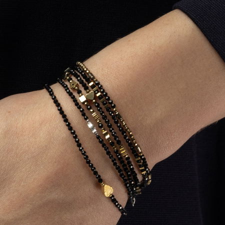 Bratara argint subtire din cubic zirconia negru si piesa din argint [2]