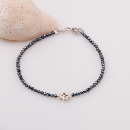 Brățari Argint - Bratara argint subtire din spinel si piesa din argint