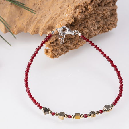 Bratara argint subtire grena-auriu din cubic zirconia si hematit [0]