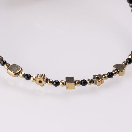 Bratara argint subtire negru-auriu din cubic zirconia si hematit [1]