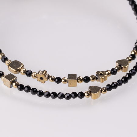 Bratara argint subtire negru-auriu din cubic zirconia si hematit [2]