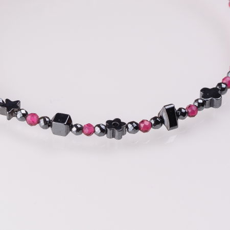 Bratara argint subtire roz trandafiriu din cubic zirconia si hematit [1]