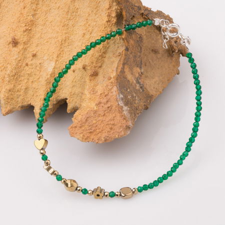 BIJUTERII - Bratara argint subtire verde-auriu din cubic zirconia si hematit