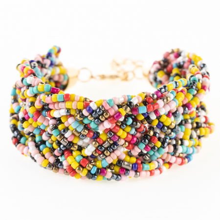 Brățări - Bratara cu 4 siruri impletite din margelute multicolore