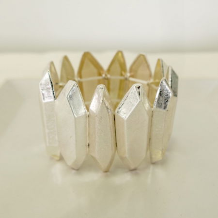 Bratara cu 12 elemente geometrice metalice argintii patinate [2]