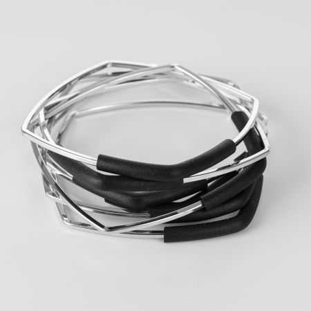 Bratari in set de 2 buc rectangulare metalice argintii [1]