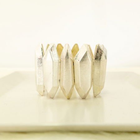 Bratara cu 12 elemente geometrice metalice argintii patinate [3]