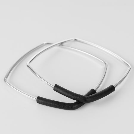 Brățări - Bratari in set de 2 buc rectangulare metalice argintii