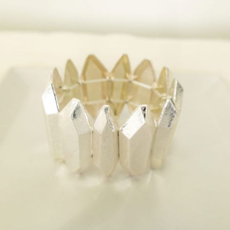 Bratara cu 12 elemente geometrice metalice argintii patinate [6]