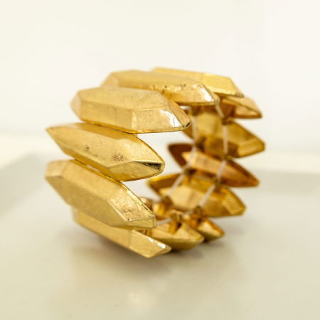 Bratara cu 12 elemente geometrice metalice aurii patinate [1]