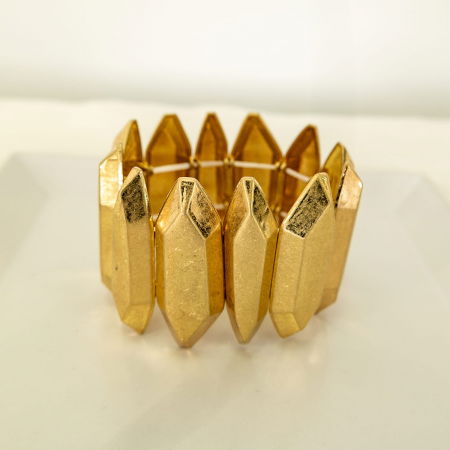 Bratara cu 12 elemente geometrice metalice aurii patinate [2]