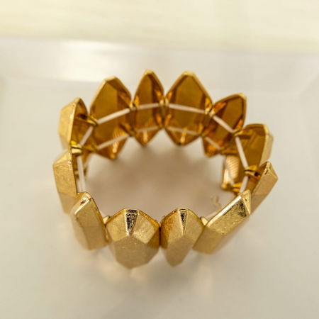 Bratara cu 12 elemente geometrice metalice aurii patinate [3]